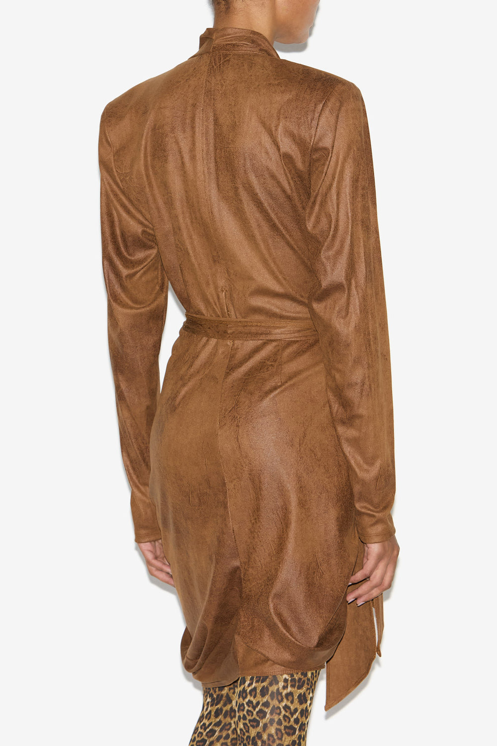 Robe aleora cache-cœur en faux daim - Cognac - Woman - 5