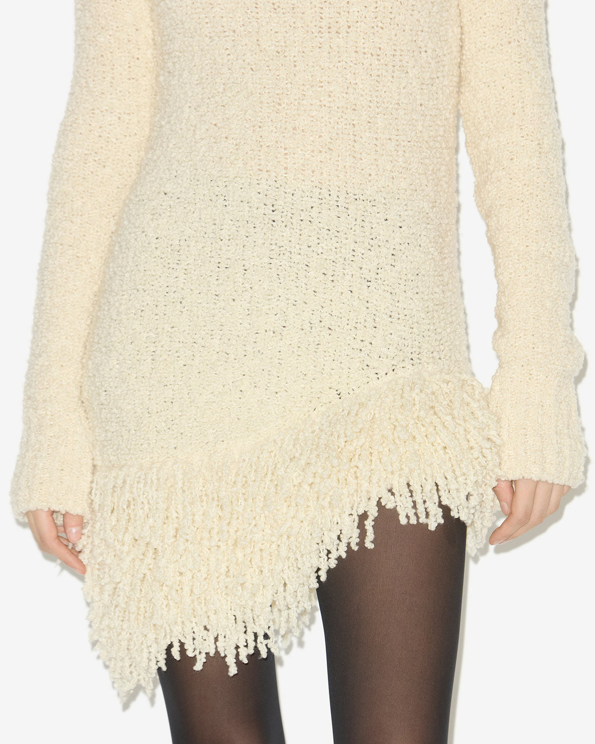 Abito meloe in maglia con frange - Ecru - Woman - 2