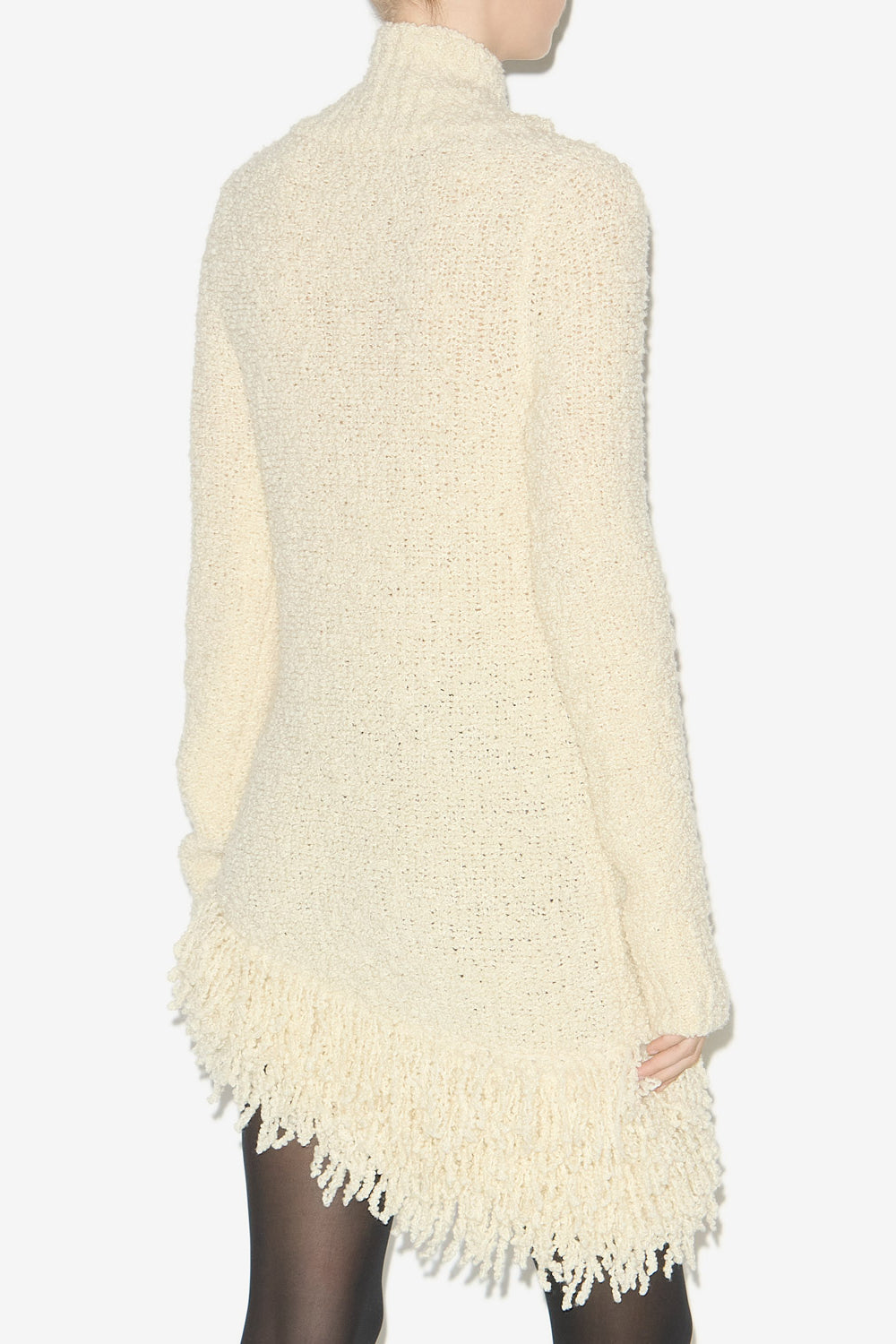 Abito meloe in maglia con frange - Ecru - Woman - 5