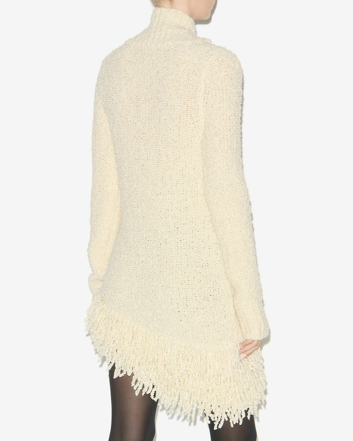 Abito meloe in maglia con frange - Ecru - Woman - 4
