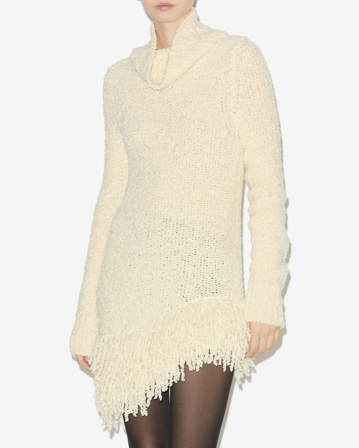 Abito meloe in maglia con frange - Ecru - Woman - 3