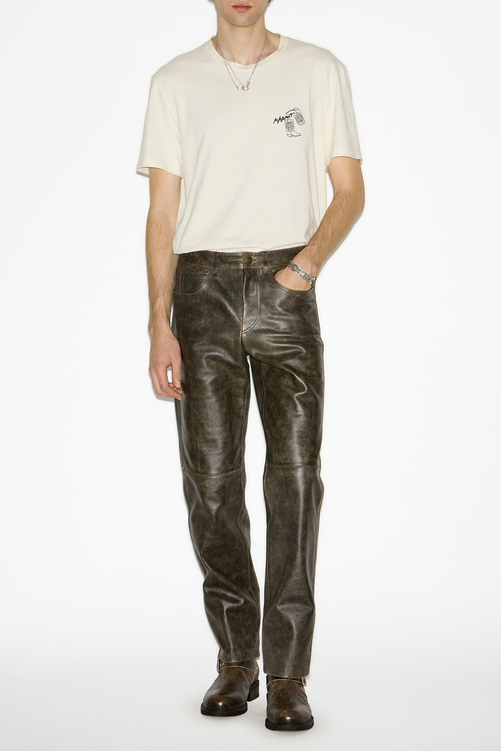 Camiseta con logo bordado honore - Crudo - Man - 2