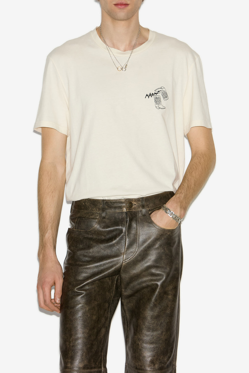 Camiseta con logo bordado honore - Crudo - Man - 4