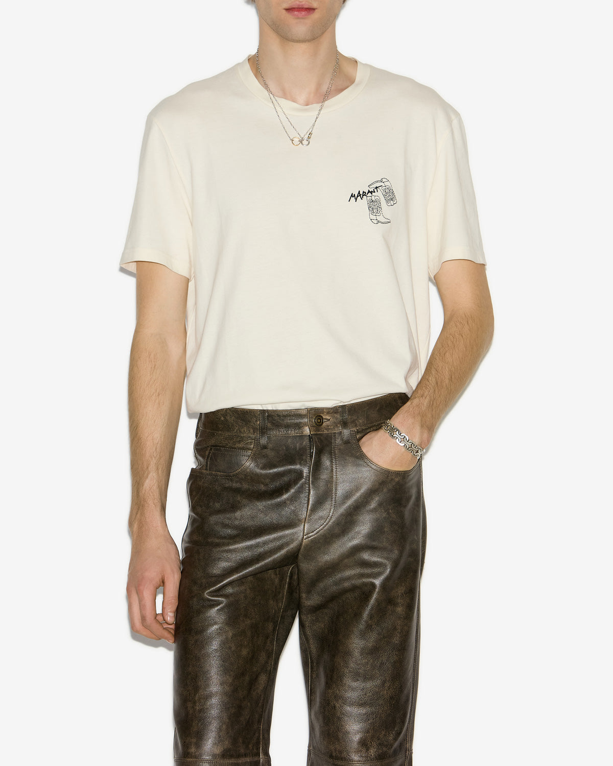 Honore t-shirt with embroidered logo - Ecru - Man - 3