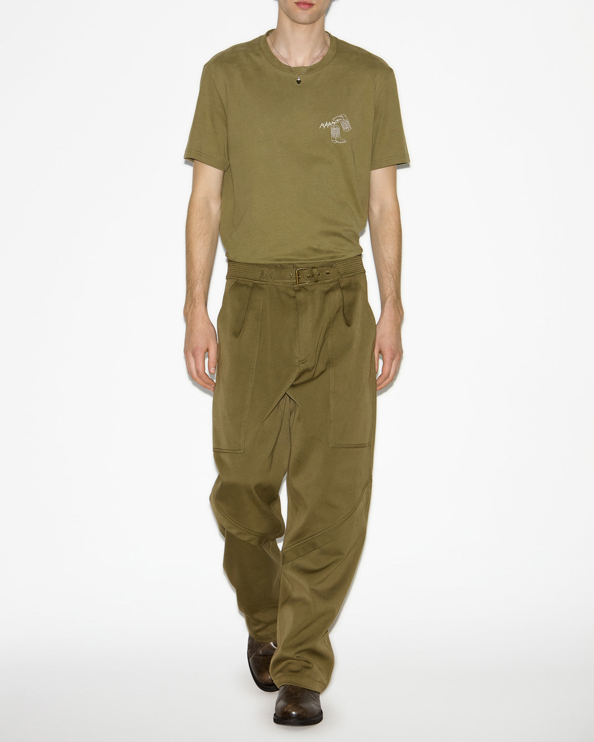Honore t-shirt with embroidered logo - Khaki - Man - 1