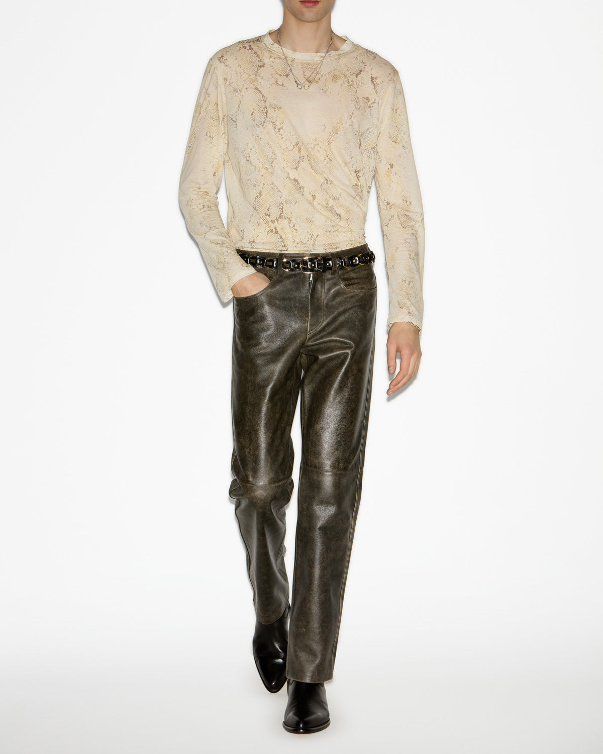 Leilow flowing printed t-shirt - Sand - Man - 1