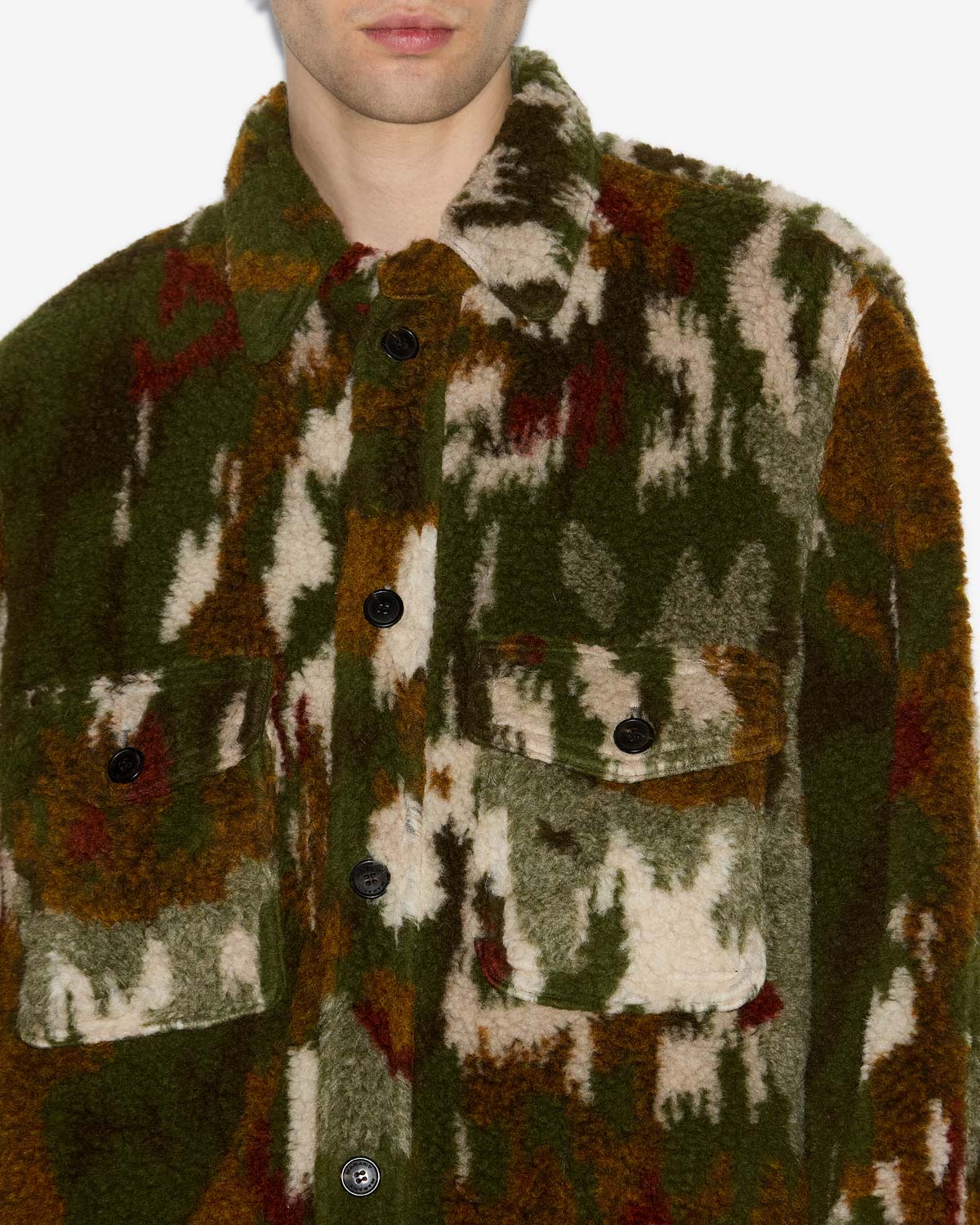 Kervon patterned fleece jacket - Khaki - Man - 2