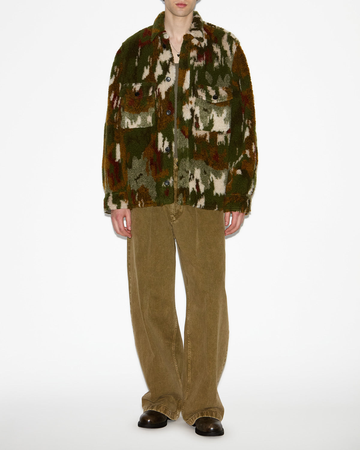 Kervon patterned fleece jacket - Khaki - Man - 1