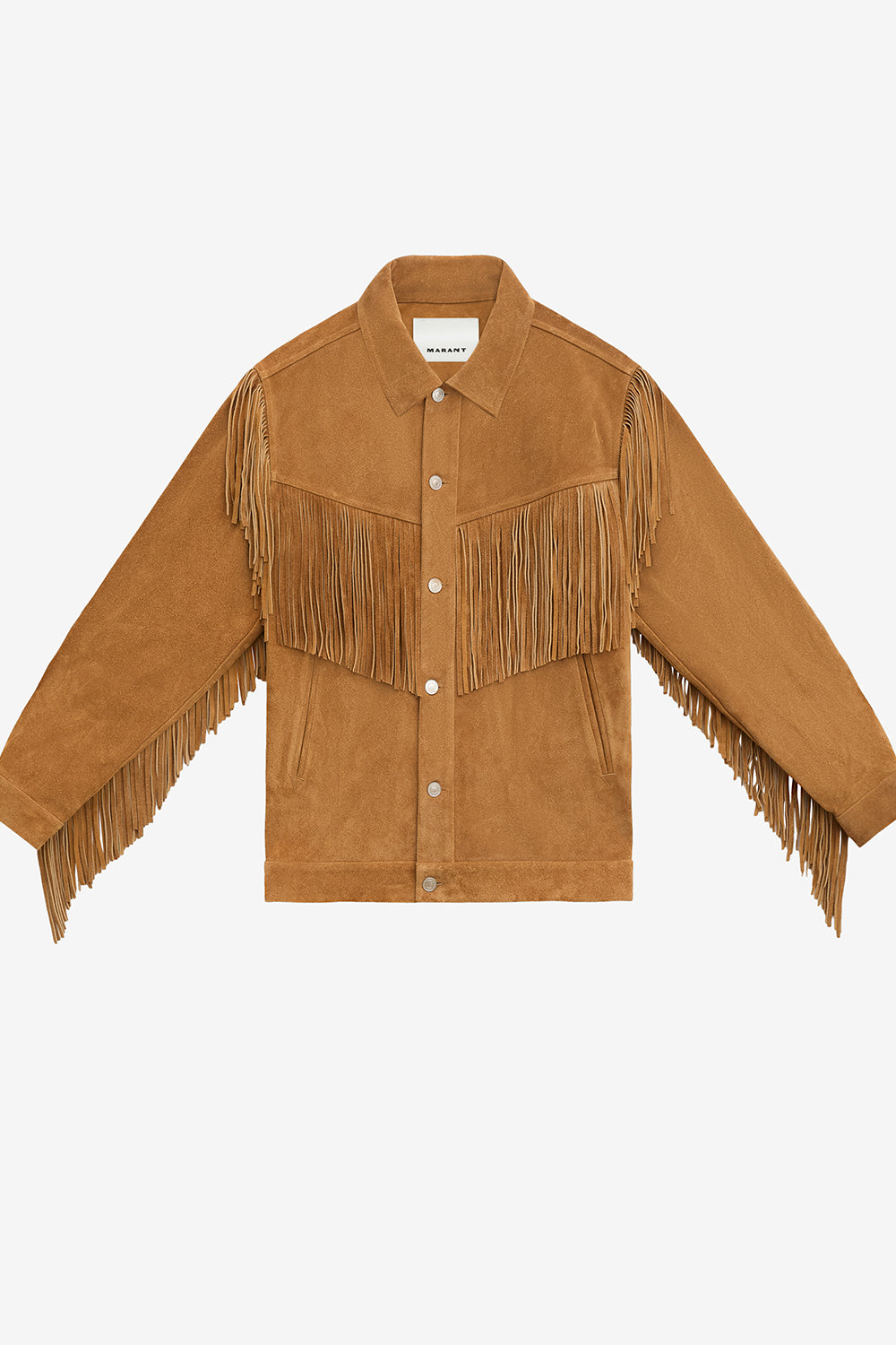 Chaqueta de cuero suave con flecos frann - Cognac - Man - 1