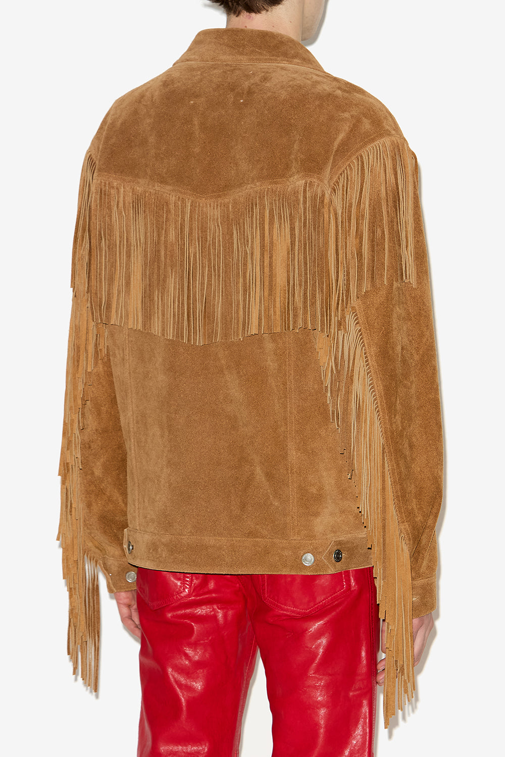 Chaqueta de cuero suave con flecos frann - Cognac - Man - 5