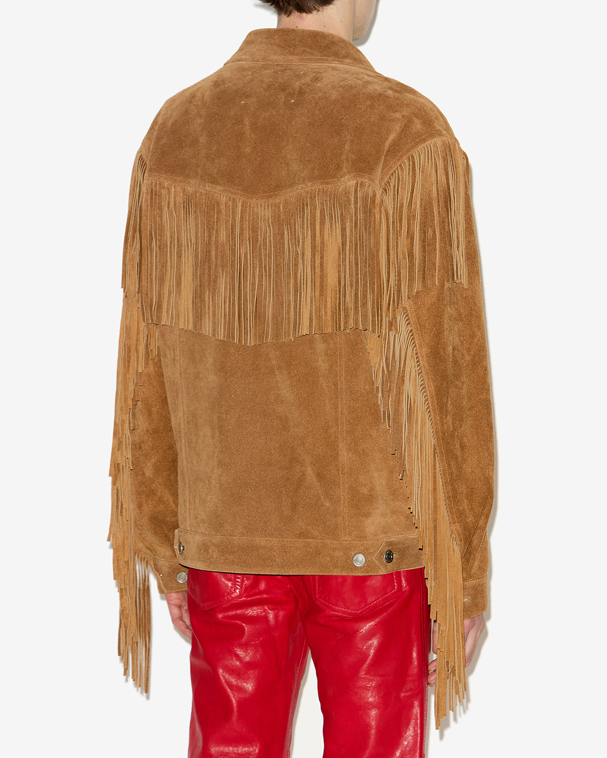 Frann fringed leather jacket - Cognac - Man - 4