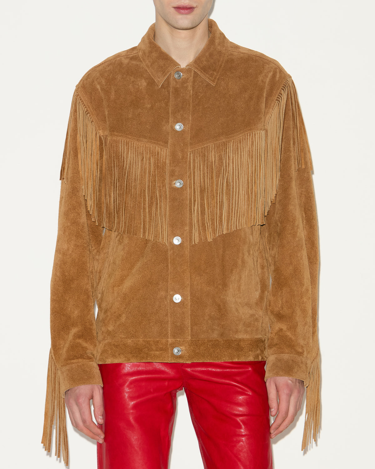 Frann fringed leather jacket - Cognac - Man - 3