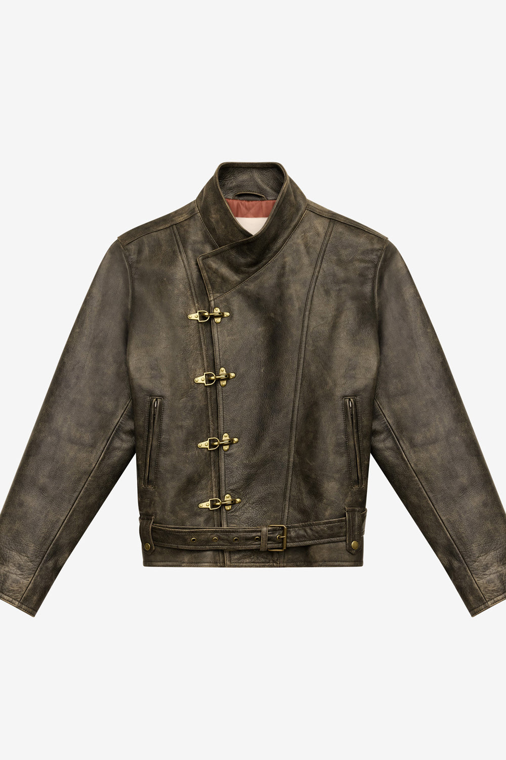 Chaqueta corta estilo biker de cuero suave bircan - Vintage brown - Man - 1