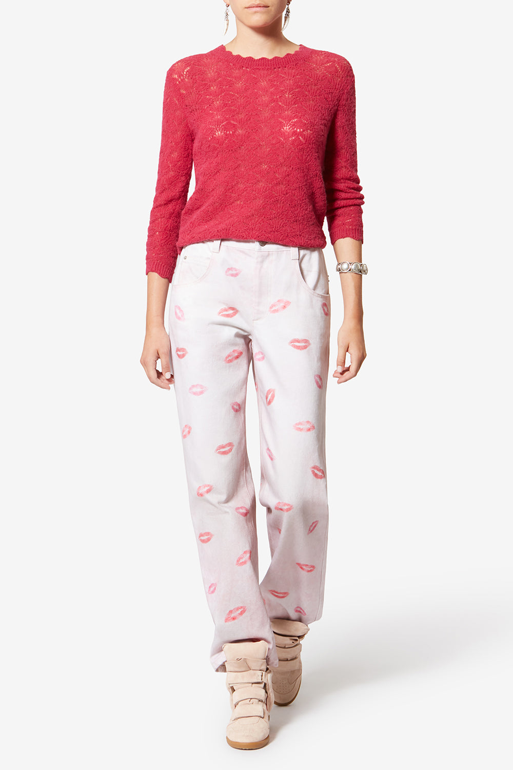 Sneaker bekett aus leder - Pale pink-peach - Woman - 6