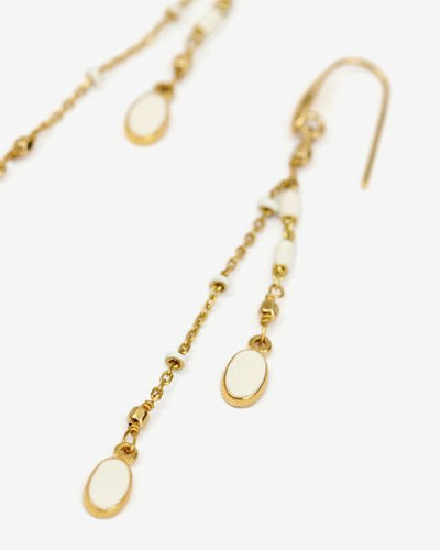 Gold-finish brass pendant earrings - Ecru - Woman - 6