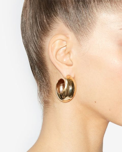 Shiny crescent domed hoop earrings - Golden - Woman - 3