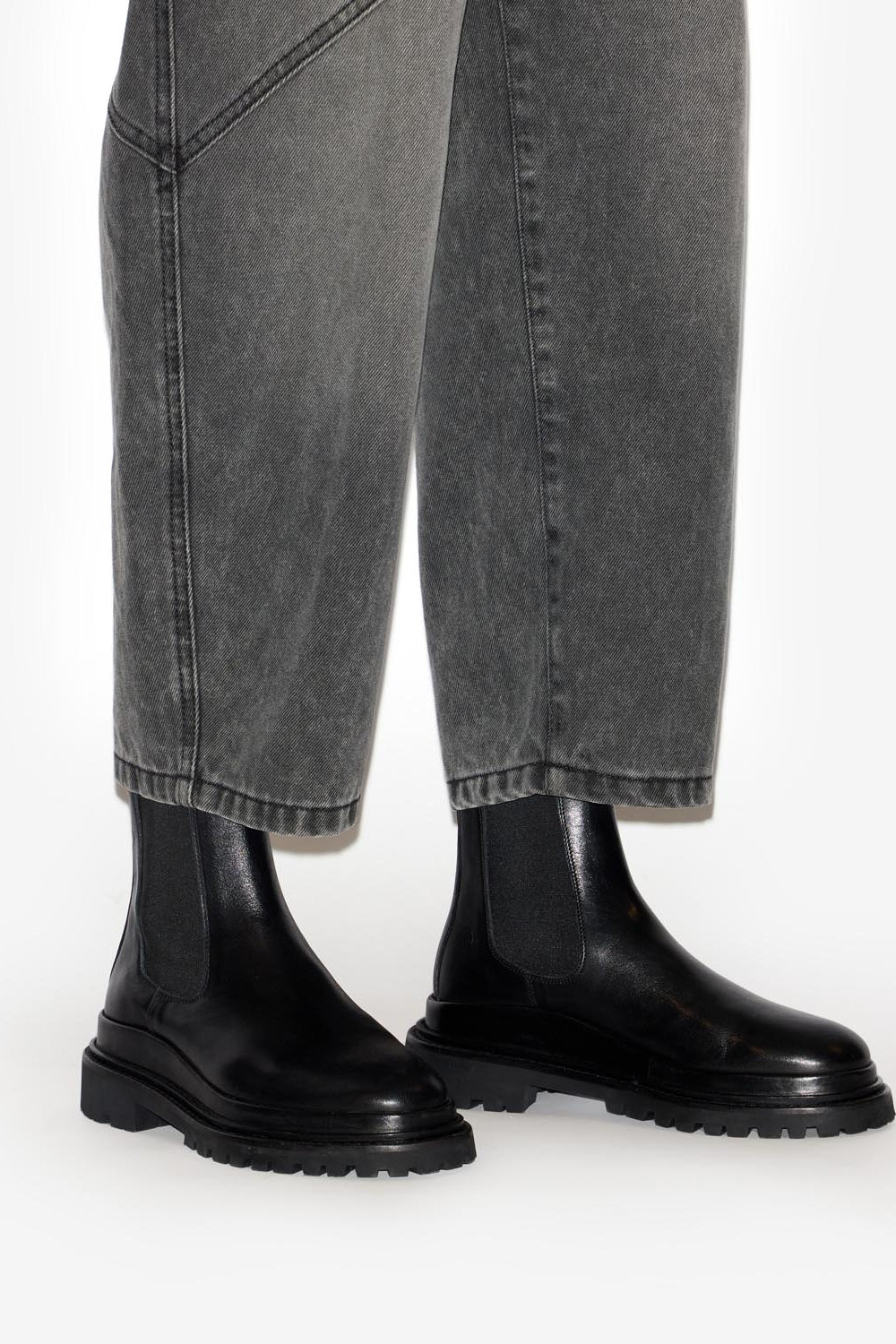 세일리(ceilee) 가죽 소재 레인저 앵클 부츠 - 검은색 - Woman - 5