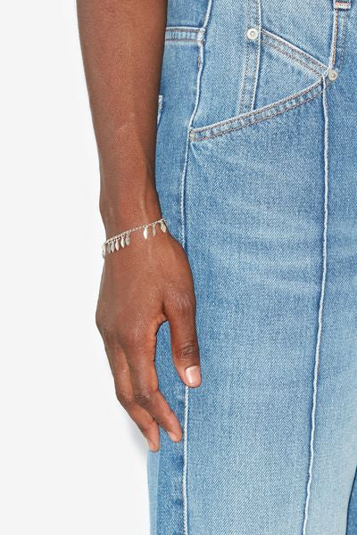 Metal shiny leaf bracelet con pendants - Silver - Woman - 4