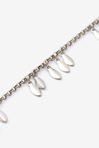 Metal shiny leaf bracelet con pendants - Silver - Woman - 6