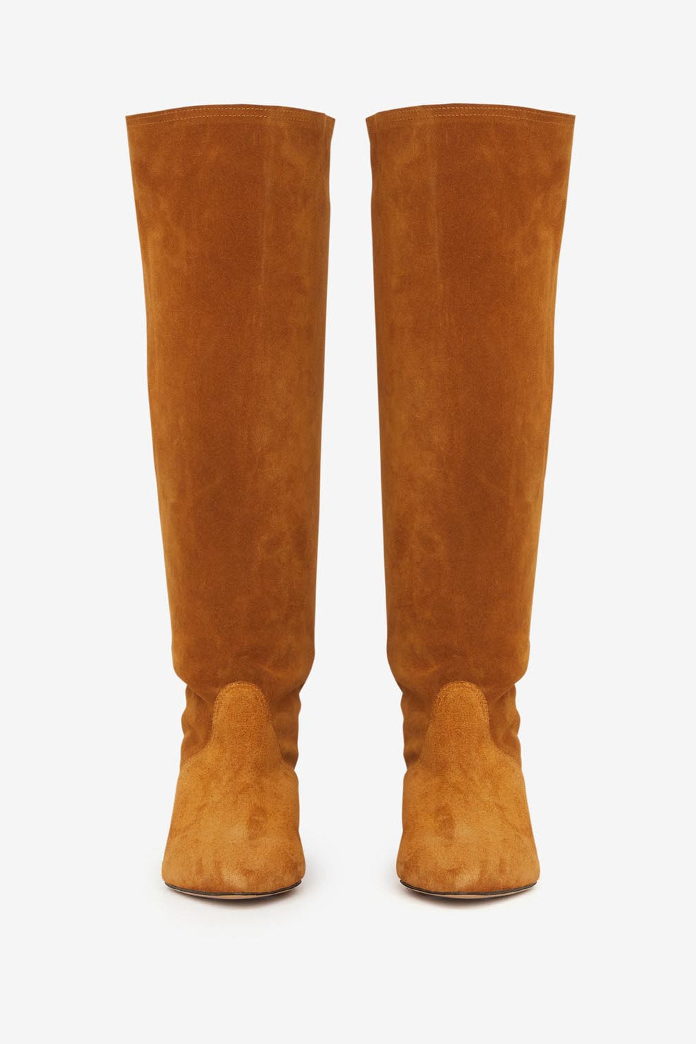 Sayla flat-heeled boots in suede calfskin leather - Cognac - Woman - 4