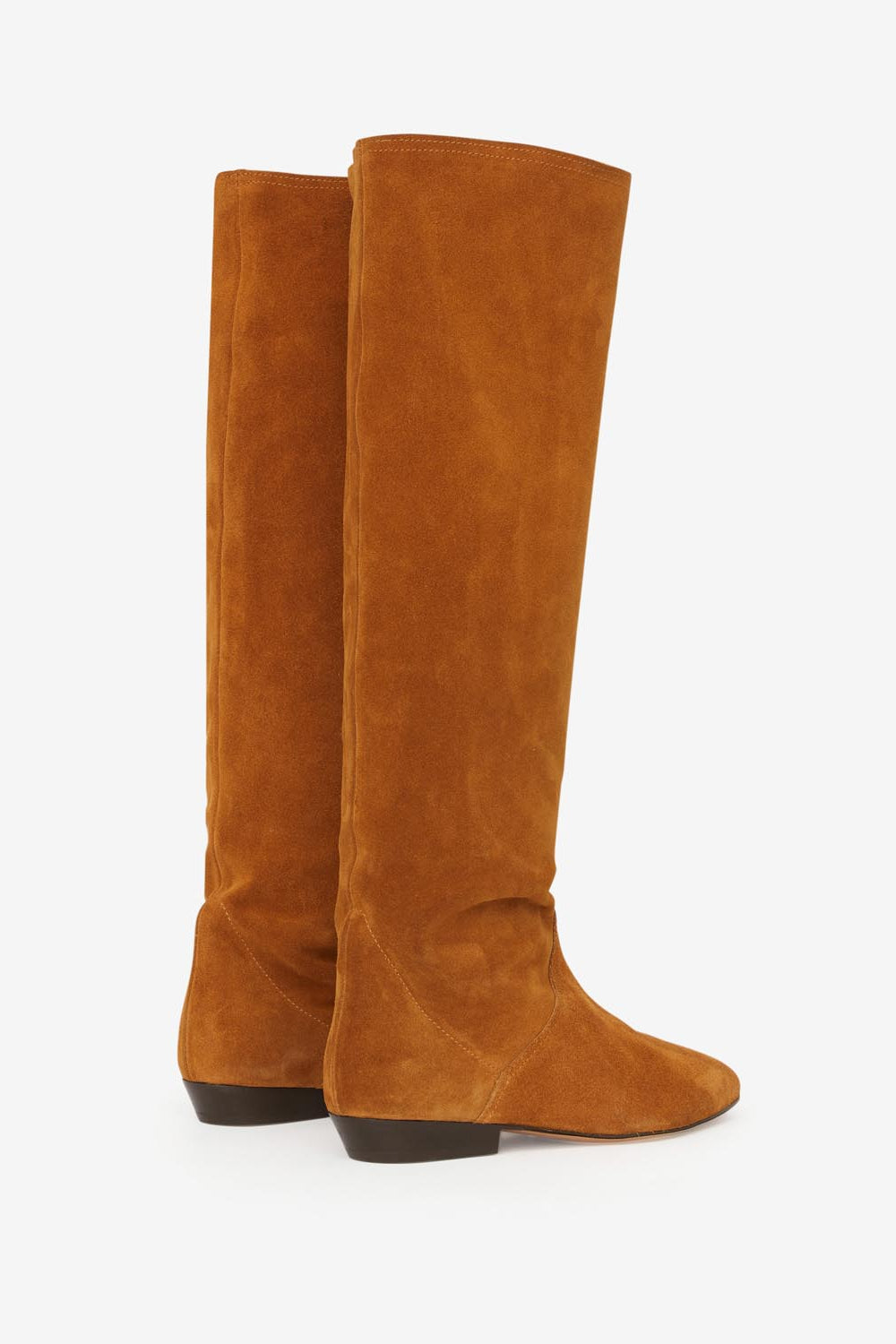 Sayla flat-heeled boots in suede calfskin leather - Cognac - Woman - 2