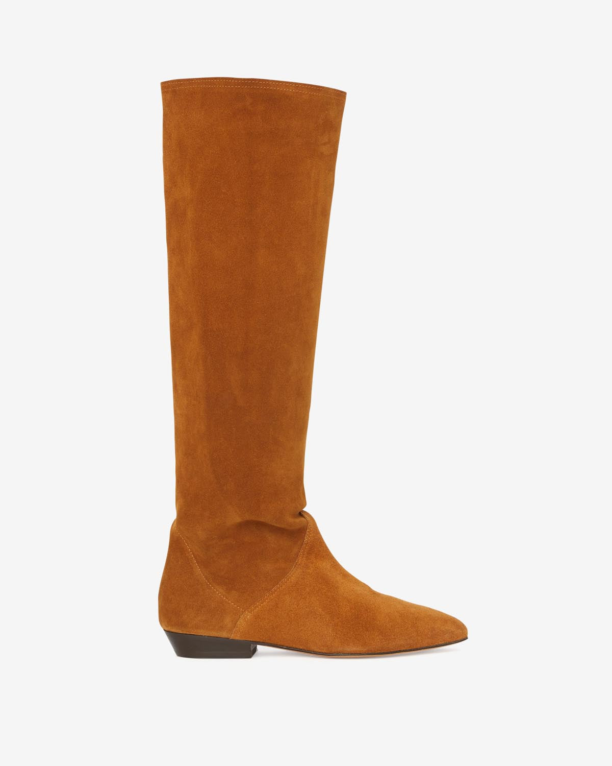 Sayla flat-heeled boots in suede calfskin leather - Cognac - Woman - 1
