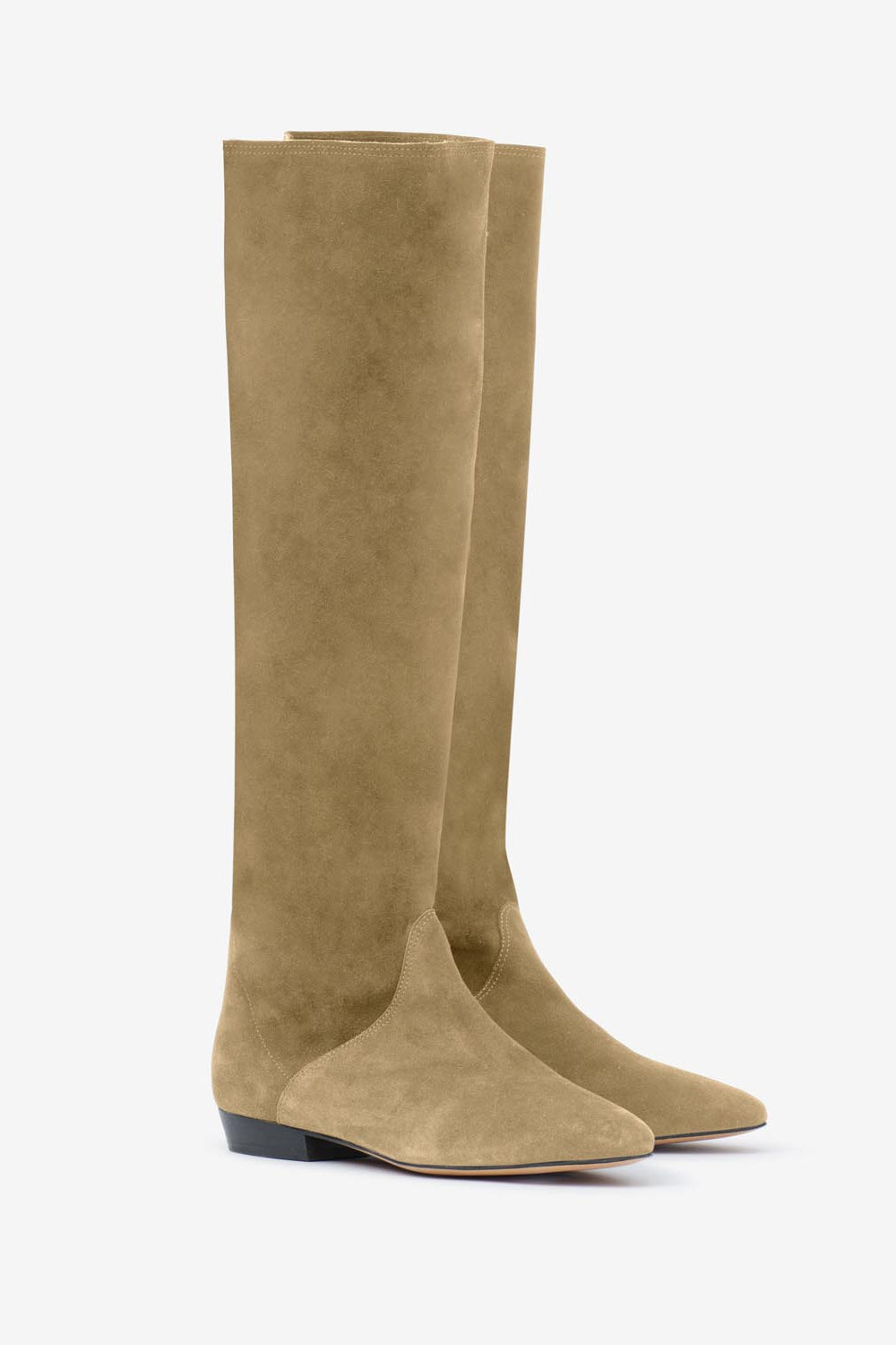 Sayla flat-heeled suede leather boots - Taupe - Woman - 5