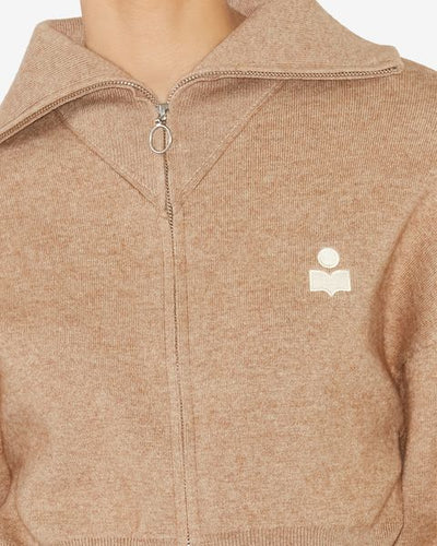 Cardigan oxane a maglia con ricamo - Camel - Woman - 4