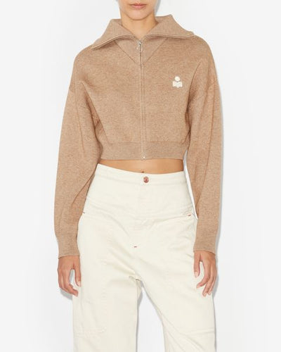 Cardigan oxane a maglia con ricamo - Camel - Woman - 6