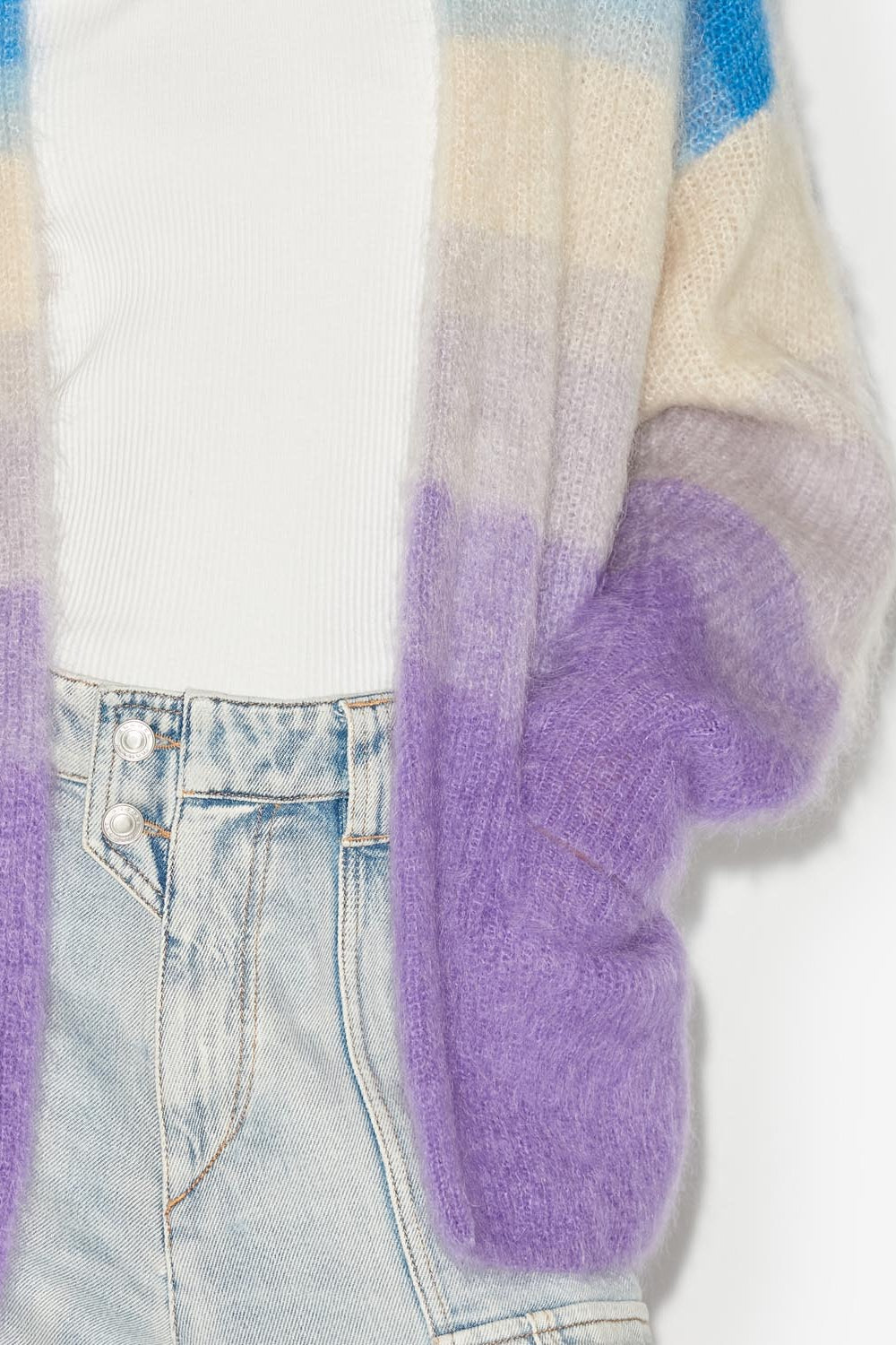 Dana long mohair cardigan - Blue and purple - Woman - 3