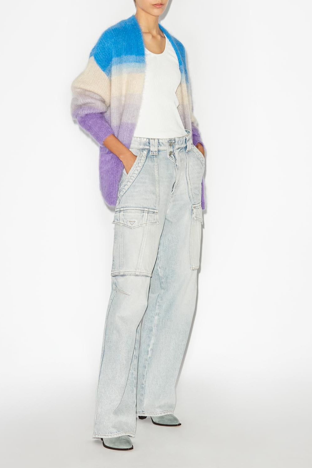 Dana long mohair cardigan - Blue and purple - Woman - 2