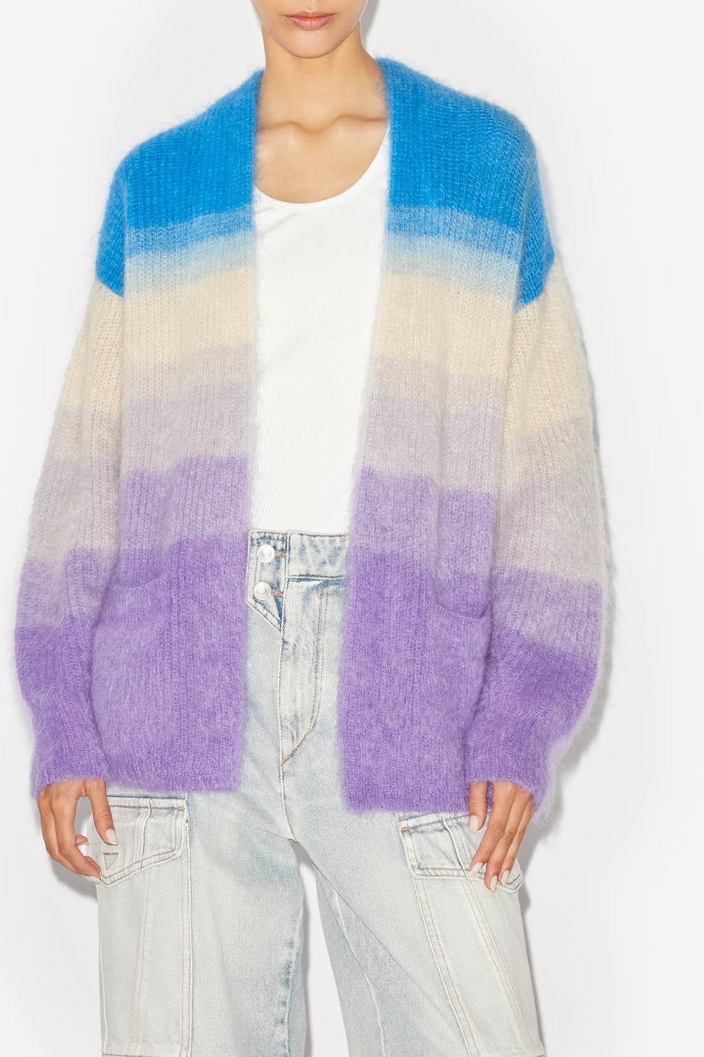 Dana long mohair cardigan - Blue and purple - Woman - 4