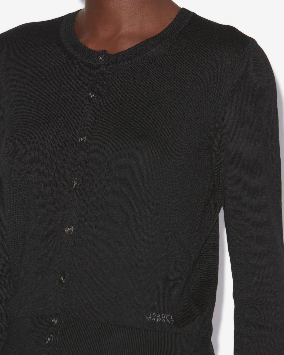 클레오(kleo) 파인 플레인 니트 소재 가디건 - 검은색 - Woman - 2