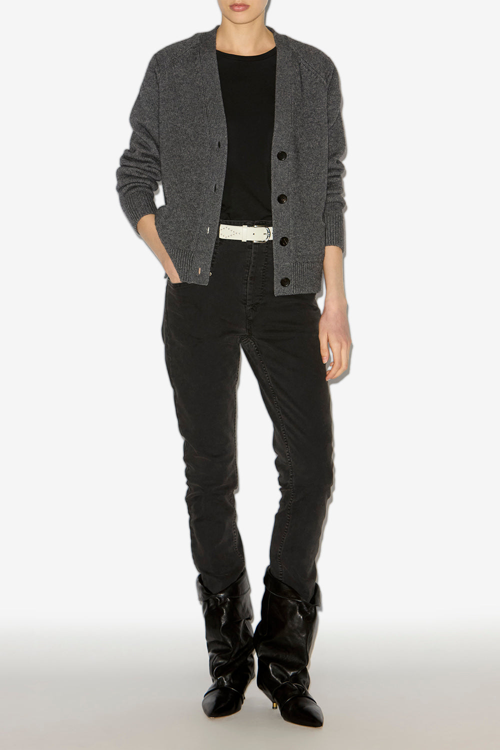 Cárdigan brat de lana y cachemir - Anthracite - Woman - 2