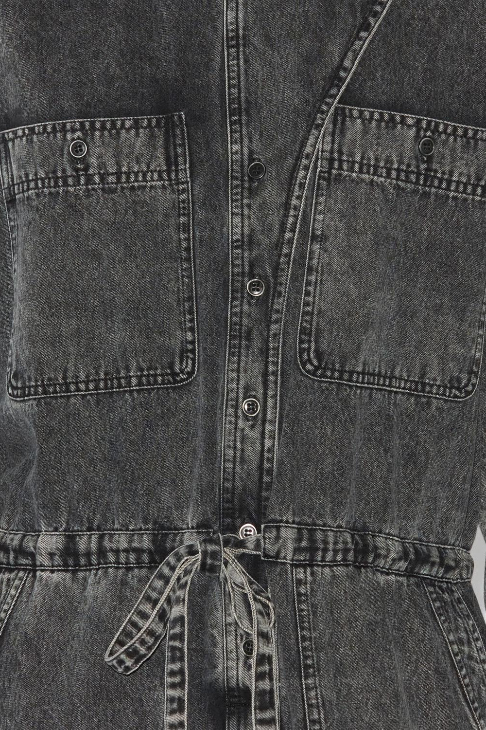 Idany cotton denim overall with long sleeves - Black - Woman - 3