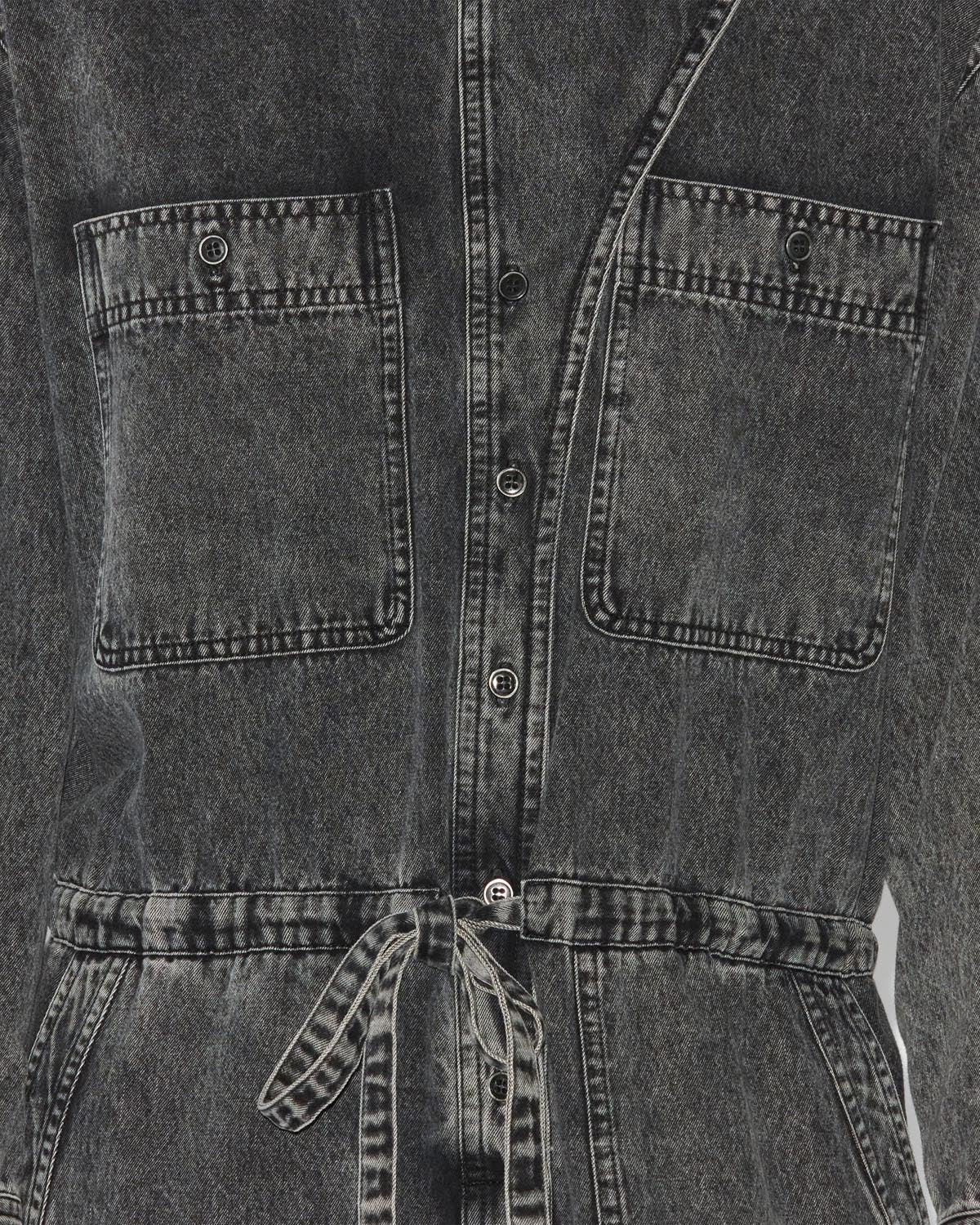 Idany cotton denim overall with long sleeves - ウォッシュドブラック - Woman - 2