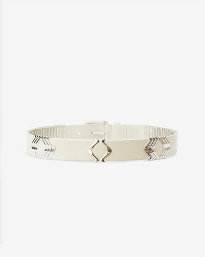Tehora leather bucle belt - Chalk-silver - Woman - 4