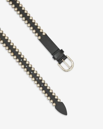 Zap leather buckle belt - Black and silver - Woman - 4