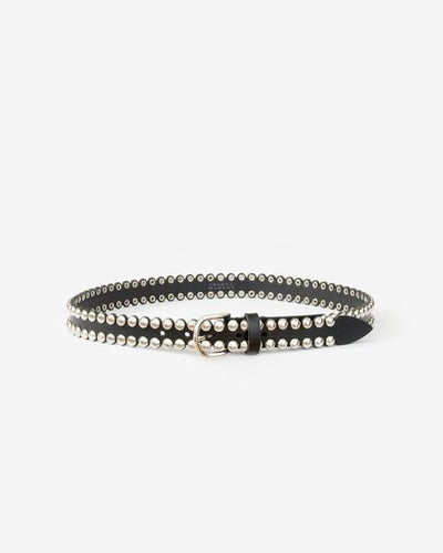 Zap leather buckle belt - Black and silver - Woman - 1