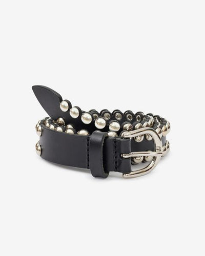 Zap leather buckle belt - Black and silver - Woman - 3