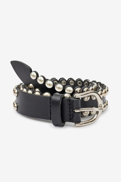 Zap leather buckle belt - Black and silver - Woman - 2