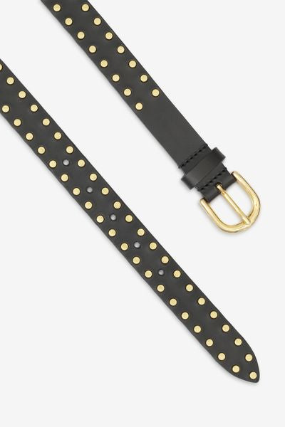 Zap leather buckle belt - Black - Woman - 4
