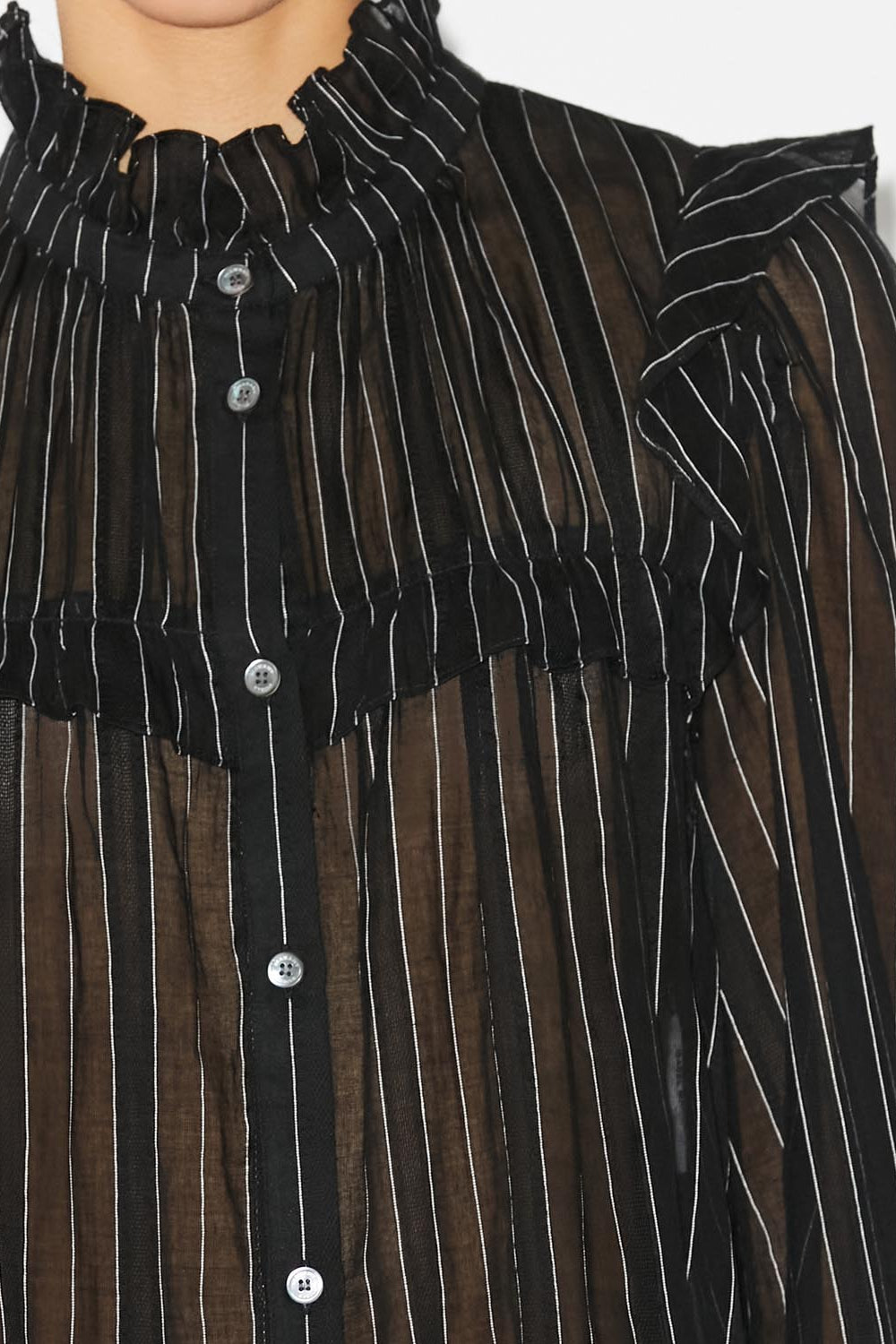 Idety long sleeve cotton voile shirt - Negro lavado - Woman - 3