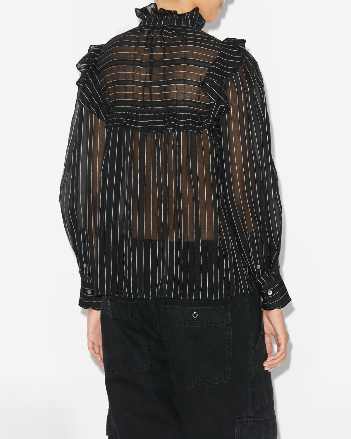 Idety long sleeve cotton voile shirt - Black - Woman - 4