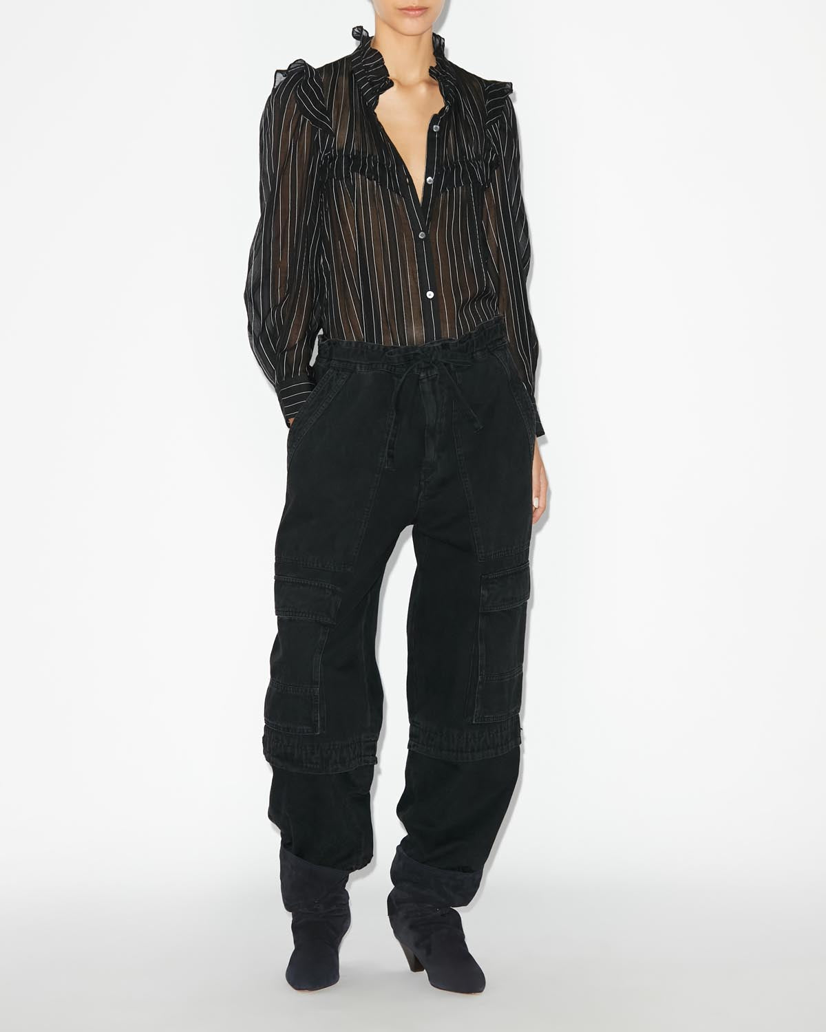 Idety long sleeve cotton voile shirt - Black - Woman - 1