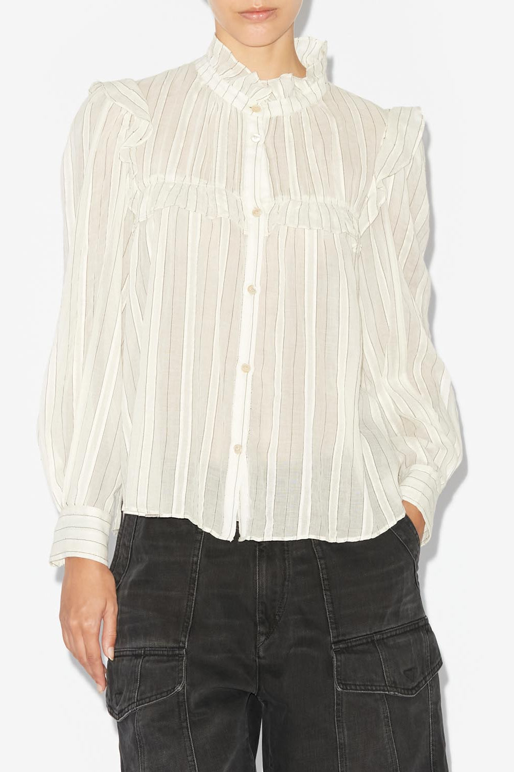 Idety long sleeve cotton voile shirt - Ecru - Woman - 4