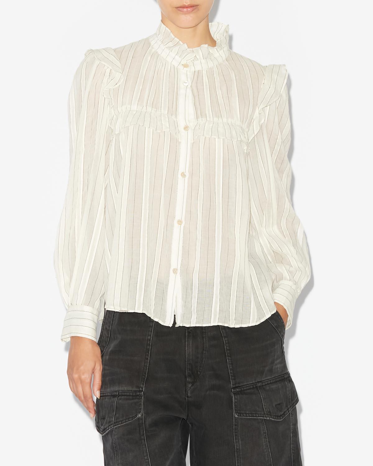 Idety long sleeve cotton voile shirt - 生成り - Woman - 3