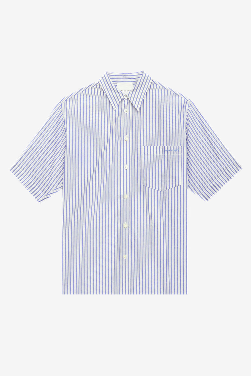 Camicia labilio a maniche corte in cotone a righe - Blue - Man - 1