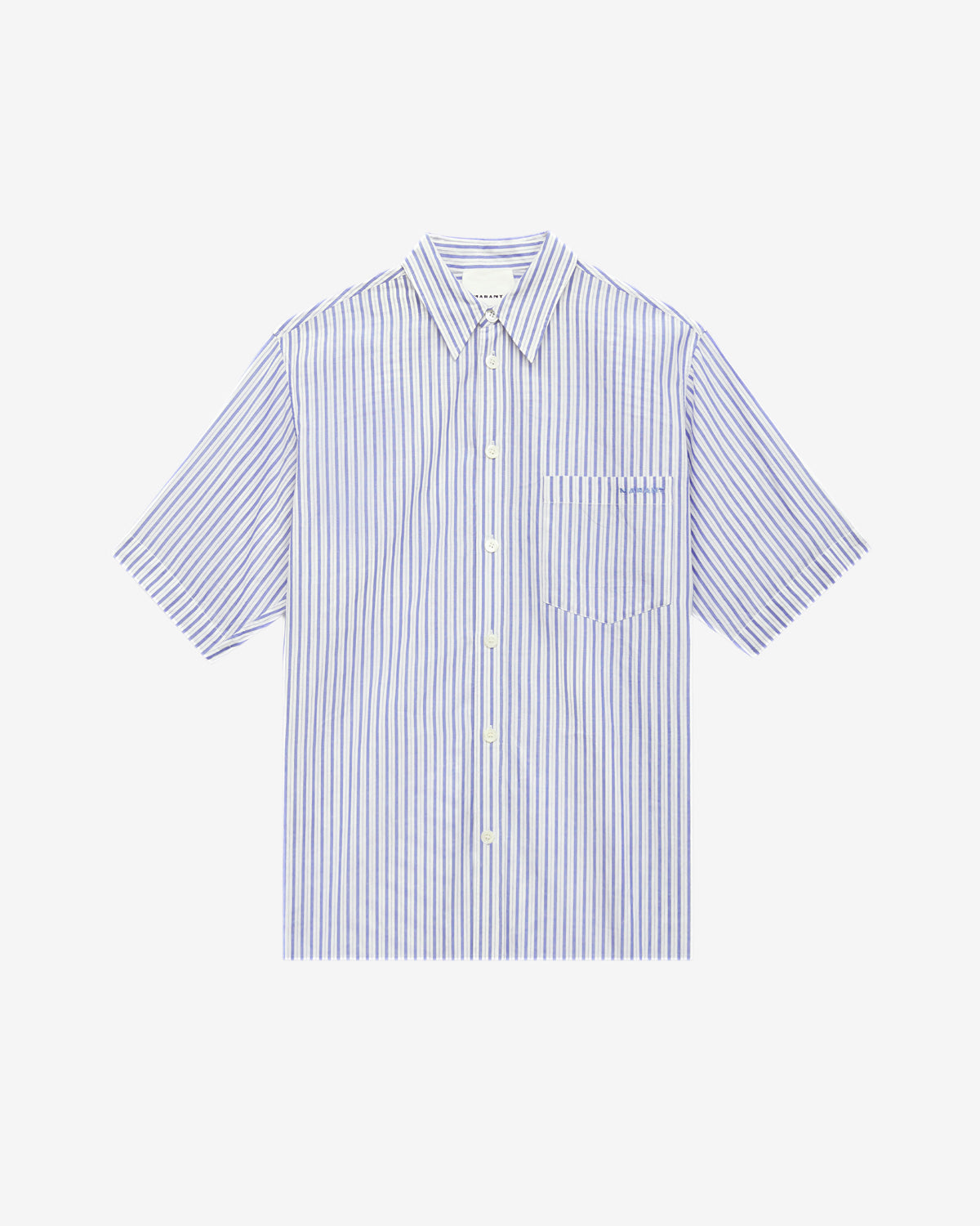 Camicia labilio a maniche corte in cotone a righe - Blue - Man - 5