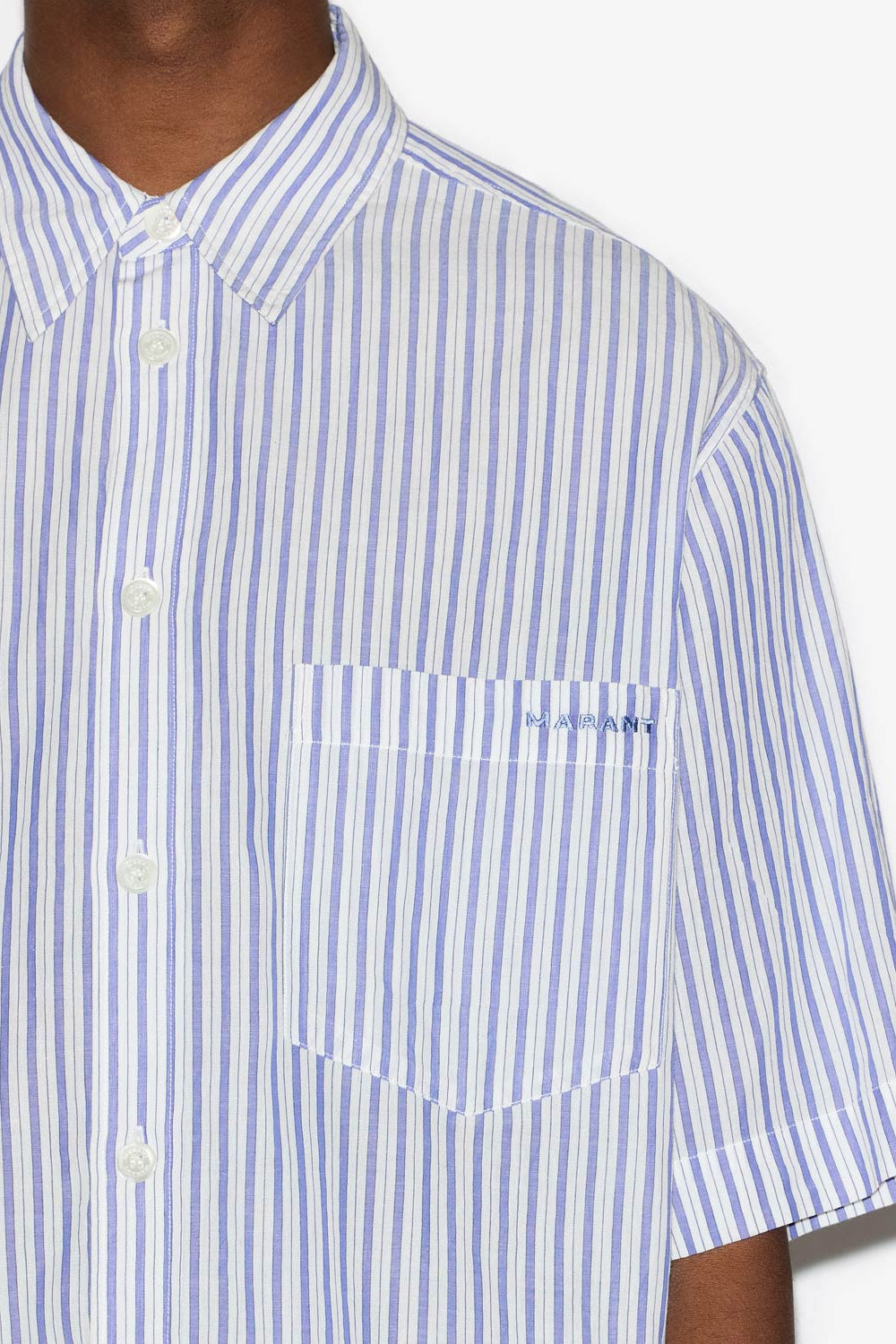 Camicia labilio a maniche corte in cotone a righe - Blue - Man - 3
